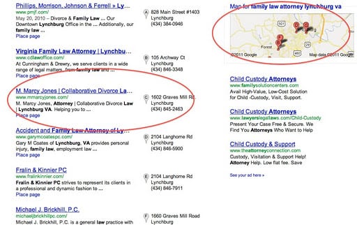 Example of the use of local search in SEO