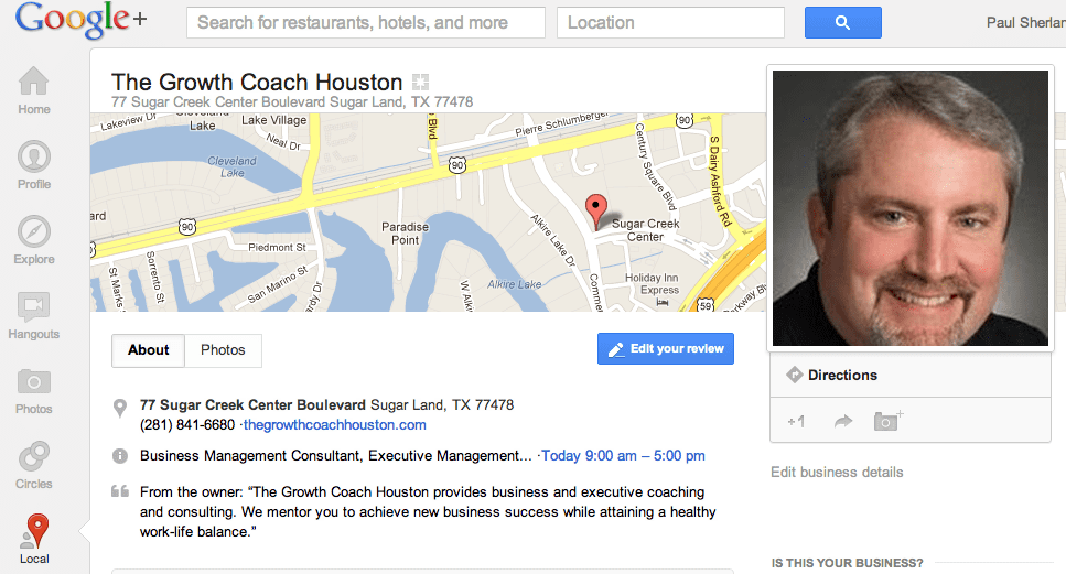 Google+ Local listing for Glenn Smith - Growth Coach Houston TX