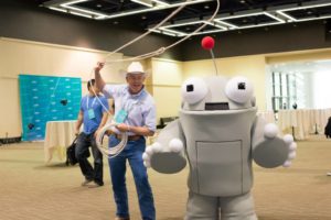 Paul Sherland practices roping the MozCon mascot